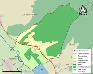 Carte en couleurs présentant l'occupation des sols.