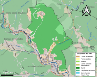 Carte en couleurs présentant l'occupation des sols.