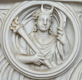 Selene detail from an early 3rd century Roman sarcophagus