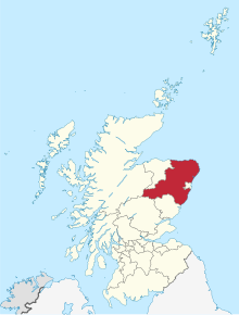 Poziția regiunii Aberdeenshire Siorrachd Obar Dheathain