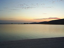 A lake at sunset