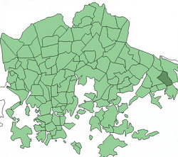 Position of Nordsjön kartano within Helsinki