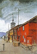 Fra Røros (Lillegaten), żejt fuq it-tila ta' Harald Sohlberg mill-1902 (imsejħa minn Røros (triq sekondarja)).