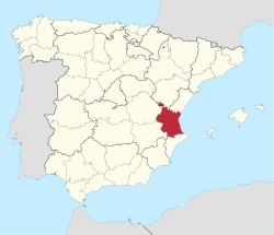 Map of Spain with Valencia highlighted