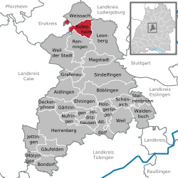 Elhelyezkedése Baden-Württemberg térképén