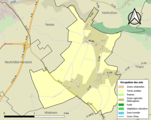 Carte en couleurs présentant l'occupation des sols.