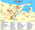 Pianta della città di Leptis Magna con il porto.