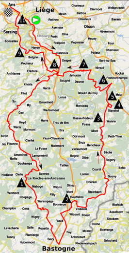 Routekaart van de Luik-Bastenaken-Luik 2015