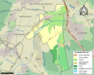 Carte en couleurs présentant l'occupation des sols.