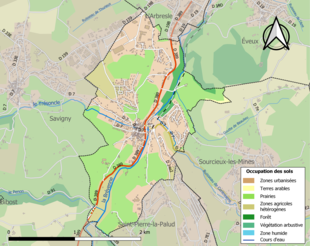 Carte en couleurs présentant l'occupation des sols.