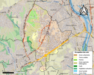 Carte en couleurs présentant l'occupation des sols.