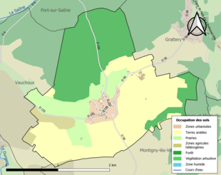 Carte en couleurs présentant l'occupation des sols.