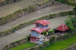 Casa de pueblo tradicional en Banaue, Filipinas