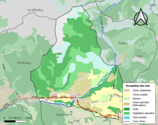 Carte en couleurs présentant l'occupation des sols.