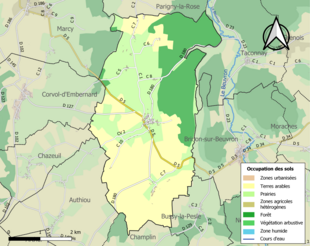 Carte en couleurs présentant l'occupation des sols.