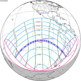 Carte de l'éclipse générale.