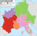 Território de Luís III de França em 881.