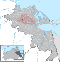 Elhelyezkedése Mecklenburg-Elő-Pomeránia térképén