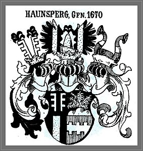 Gräfliches Wappen der Haunsperger von 1670 nach Johann Siebmachers Wappen-Buch