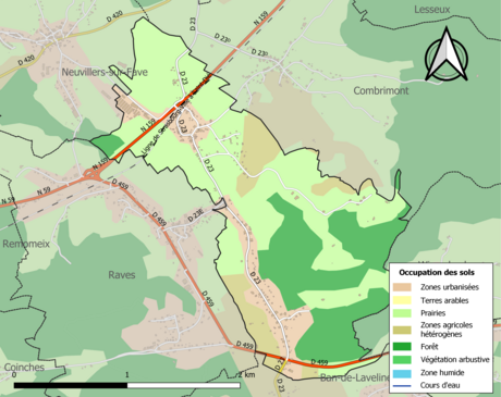 Carte en couleurs présentant l'occupation des sols.