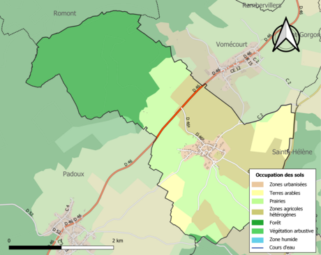 Carte en couleurs présentant l'occupation des sols.