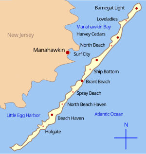 Map showing Manahawkin Bay