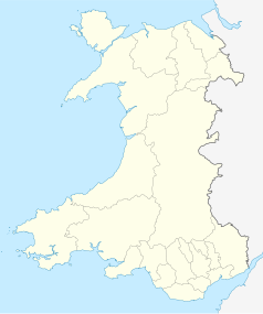 Mapa konturowa Walii, blisko górnej krawiędzi znajduje się punkt z opisem „Conwy”