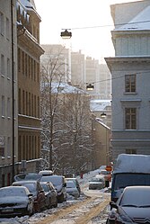 Holländargatan i snöväder vintern 2010