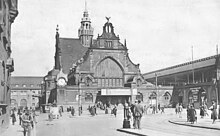 La façade de la gare, en 1916.