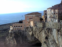 View of Amantea on the sea with the Palazzo delle Clarisse