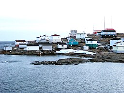 Harrington Harbour från havet.