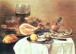 Pieter Claesz, Martwa natura z kieliszkiem rzymskim, 1645