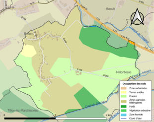 Carte en couleurs présentant l'occupation des sols.