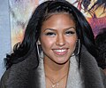 American singer Cassie Ventura wearing a cross necklace