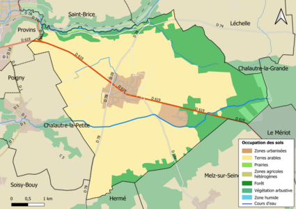 Carte des infrastructures et de l'occupation des sols en 2018 (CLC) de la commune.