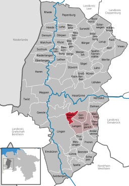 Läget för kommunen Bawinkel i Landkreis Emsland