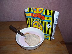 Kama, a cereal and legume flour is traditionally eaten mixed with just milk or buttermilk, now also used for making desserts.