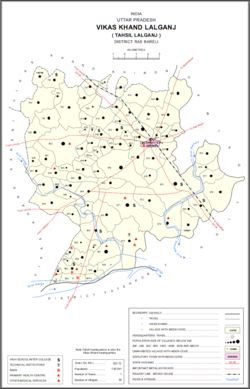 Map showing Sandi (#845) in Lalganj CD block