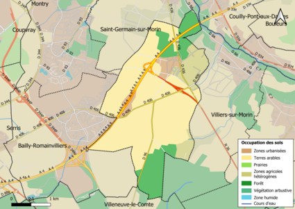 Carte des infrastructures et de l'occupation des sols en 2018 (CLC) de la commune.