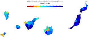 Crecimiento de la población por municipio entre 1998 y 2008