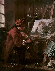 Self Portrait in the Studio (Potret Diri di Studio),1720 Museum Louvre, Paris, Prancis