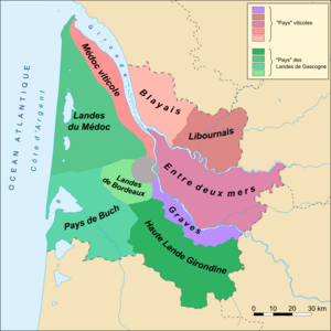 Carte des "Pays" du département de la Gironde.