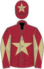 Maroon, beige star, diabolo on sleeves and star on cap