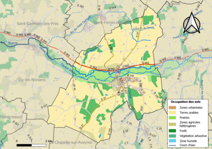 Carte des infrastructures et de l'occupation des sols de la commune en 2018 (CLC).