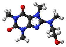 Ball-and-stick model of the cafaminol molecule