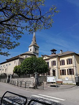 Centrum Vailly met kerk en gemeentehuis