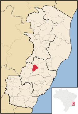 Localização de Itarana no Espírito Santo