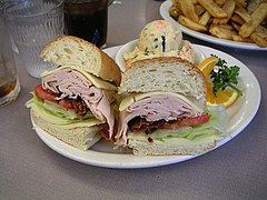 French bread sandwich with fries