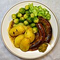 A simple Dutch meal traditionally consists of meat, potatoes, butter gravy, a boiled vegetable, and some salad