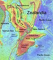 Topografische Karte von Zealandia mit dem Lord Howe Rise